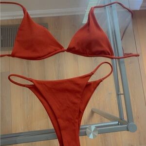 Women's Maroon Cheeky Triangle Bikini Set